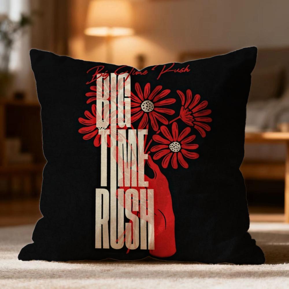 Popular B-BBig Time Rush Cushion Cover Soft Washable Pillow Case Multi-Scene for Couch Bed Travel Office Use