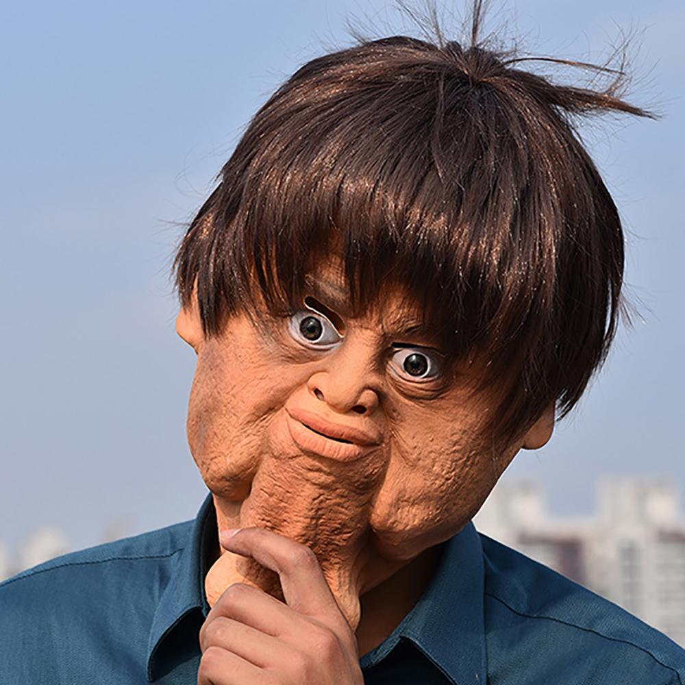 Забавная латексная маска на голову с двойным подбородком, костюмная вечеринка, реквизит для косплея, Новый год