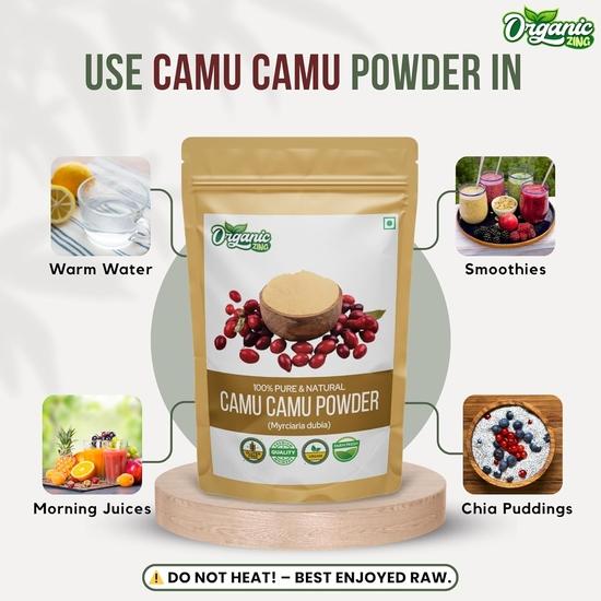 Organic Zing Camu Camu Powder | Vegan & Gluten-Free Superfood | Raw, Pure & Natural | Ideal for Smoothies, Juices & DIY Blends – 227g