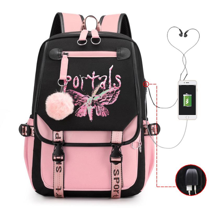 Football Printed Student Backpack Multifunctional Usb Interface Large Capacity Leisure Travel Backpack