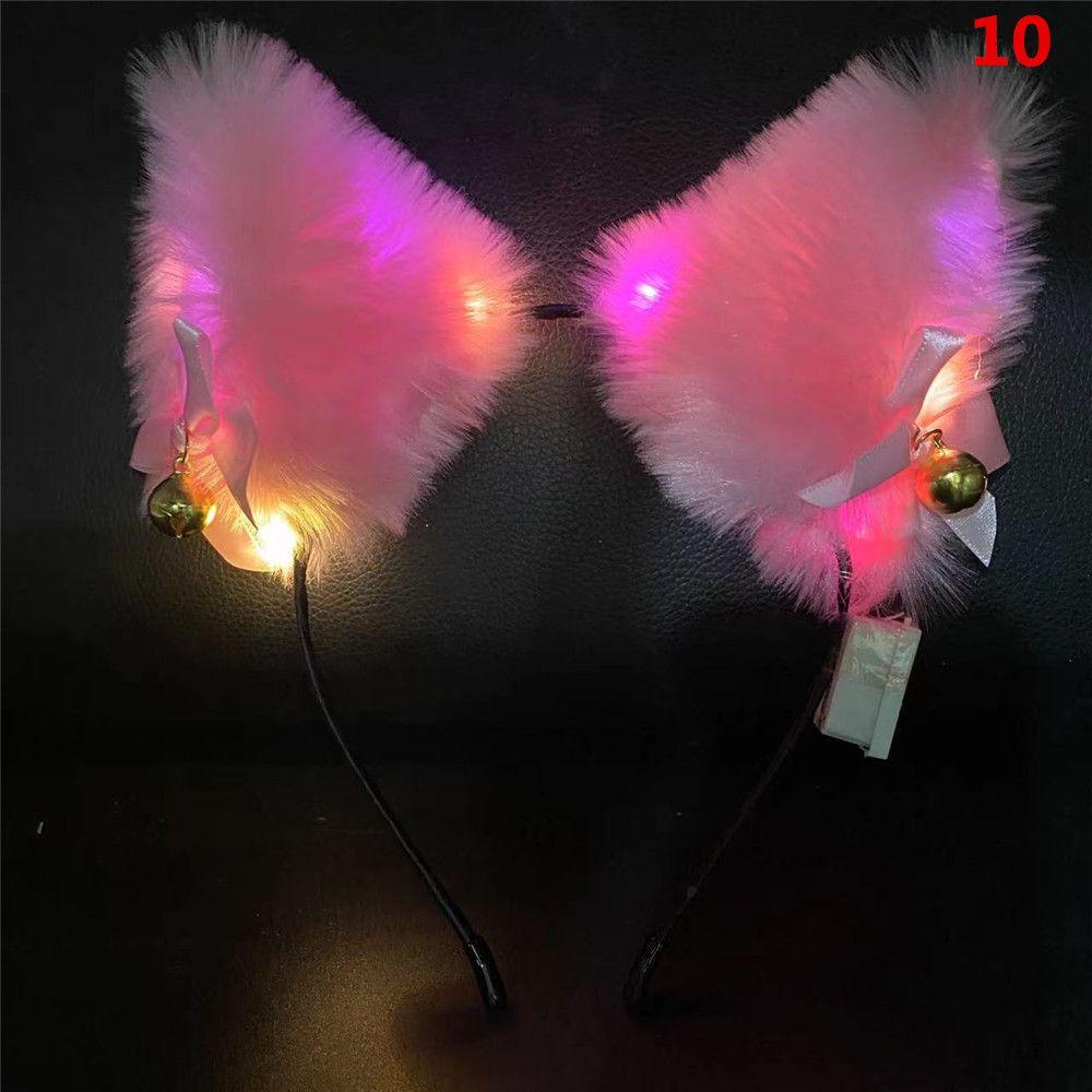 With LED Light Plush Furry Cat Ear Headband Fancy Dress Hairband Hair Accessories Cosplay Headwear