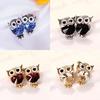 1 Pair of Earrings Women's Cute Owl Ear Studs Rhinestone Earrings Charm Fashion Jewelry