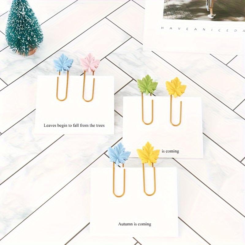 4 шт., креативная красочная форма кленового листа, скрепка, закладка, милая пластиковая упаковка, зажим для книг, аппаратный держатель для закладок