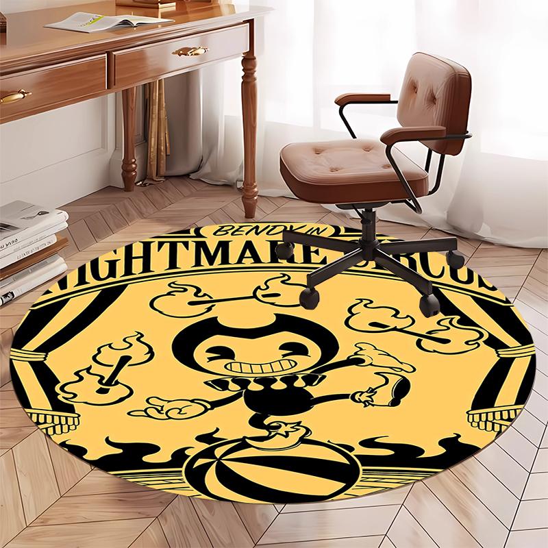 Bendy and the Ink Machine Printed Round Rug Carpet Chair Rug Area Rug Entryway Doormats,for Office Chair Living Room Bedroom Kitchen Room.