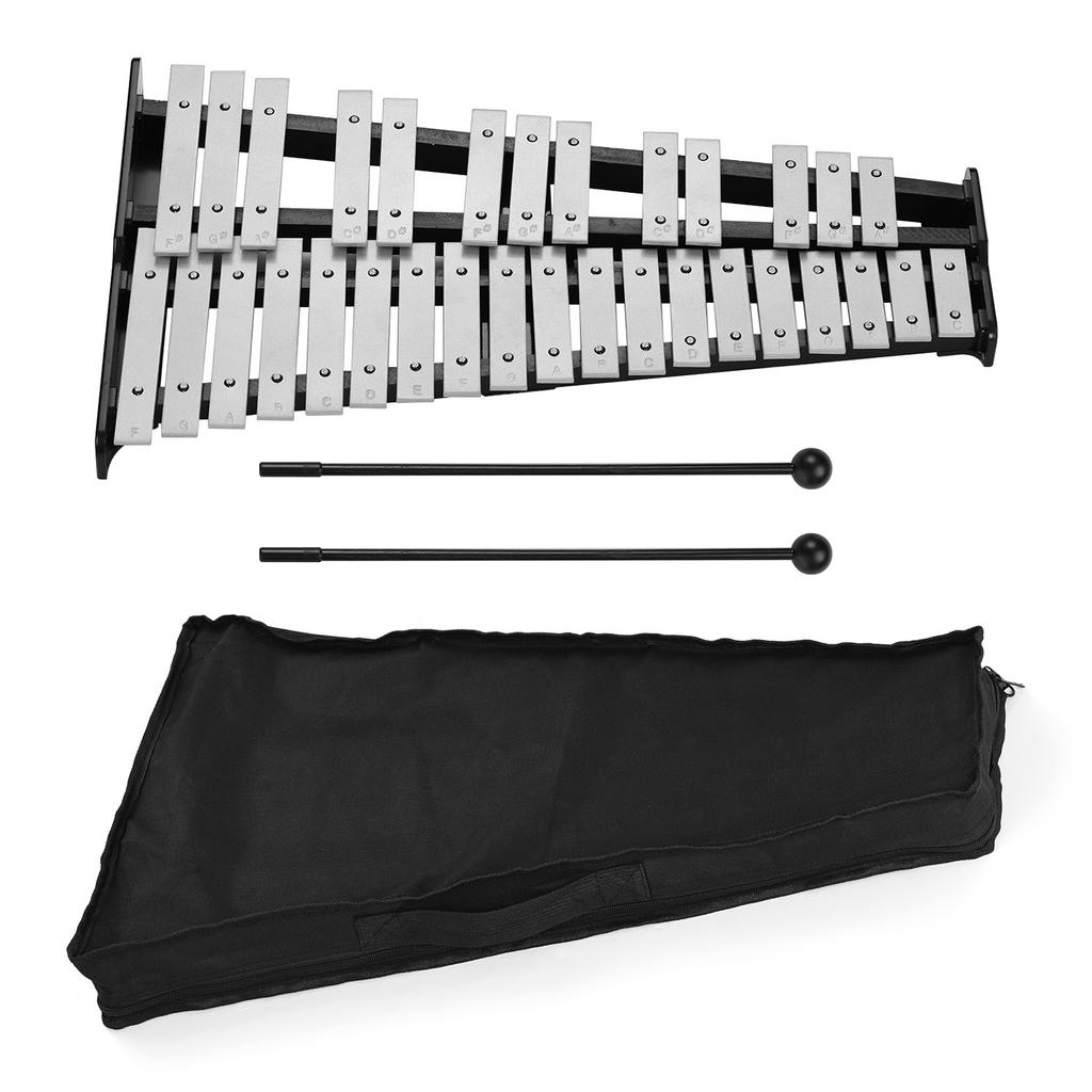 32-нотный ксилофон обучающий глокеншпиль деревянная основа цельные алюминиевые планки с палочками ударный музыкальный инструмент