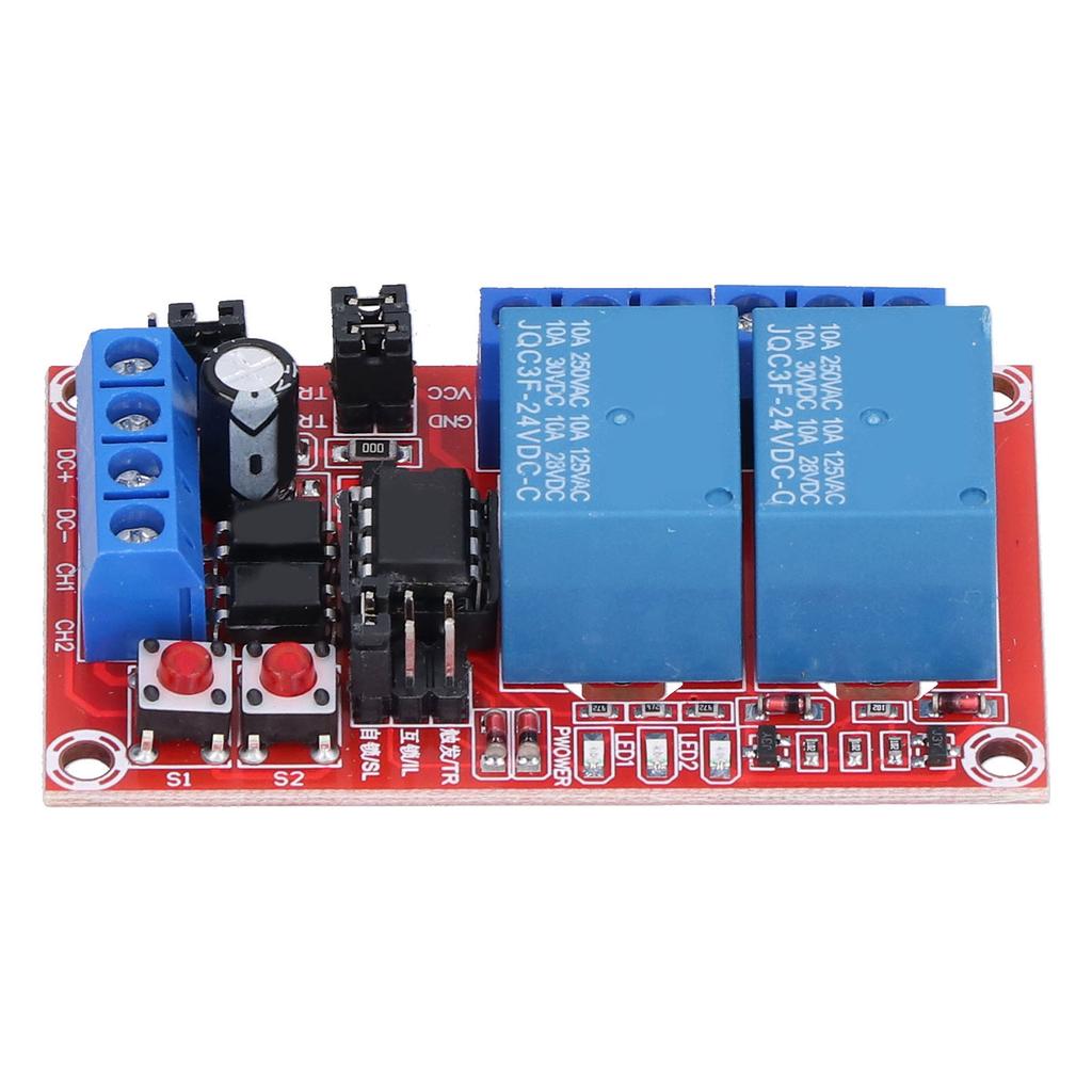 Relay Module 2 Channel Button Self Locking Interlock High Low Level Trigger with Switch Light24V