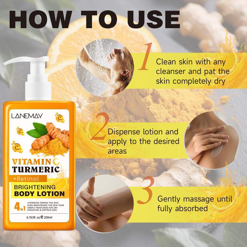 Осветляющий лосьон для тела - 24-часовое увлажнение, гидратация, укрепление кожи - выравнивает тон кожи - подходит для всех типов кожи, 200 мл