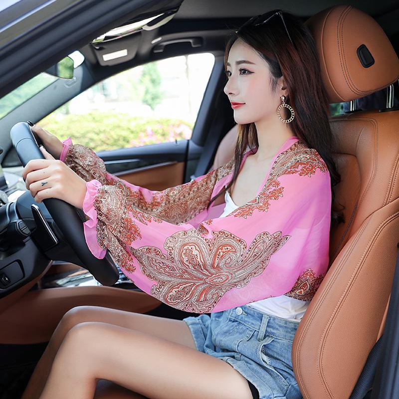 Женский шифоновый плащ с защитой от ультрафиолета - легкая шаль для летних поездок на велосипеде и вождения