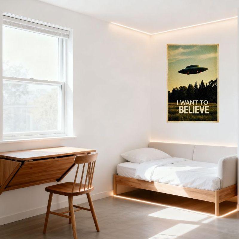 Винтажная металлическая жестяная табличка НЛО 'Я хочу верить', Ретро постер с инопланетянами, Настенная табличка для домашнего бара, мужской пещеры, офисного декора