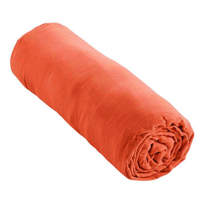 Drap housse "Noah" toutes dimensions "Gaze de Coton" - 90x190 - Noah Terracotta