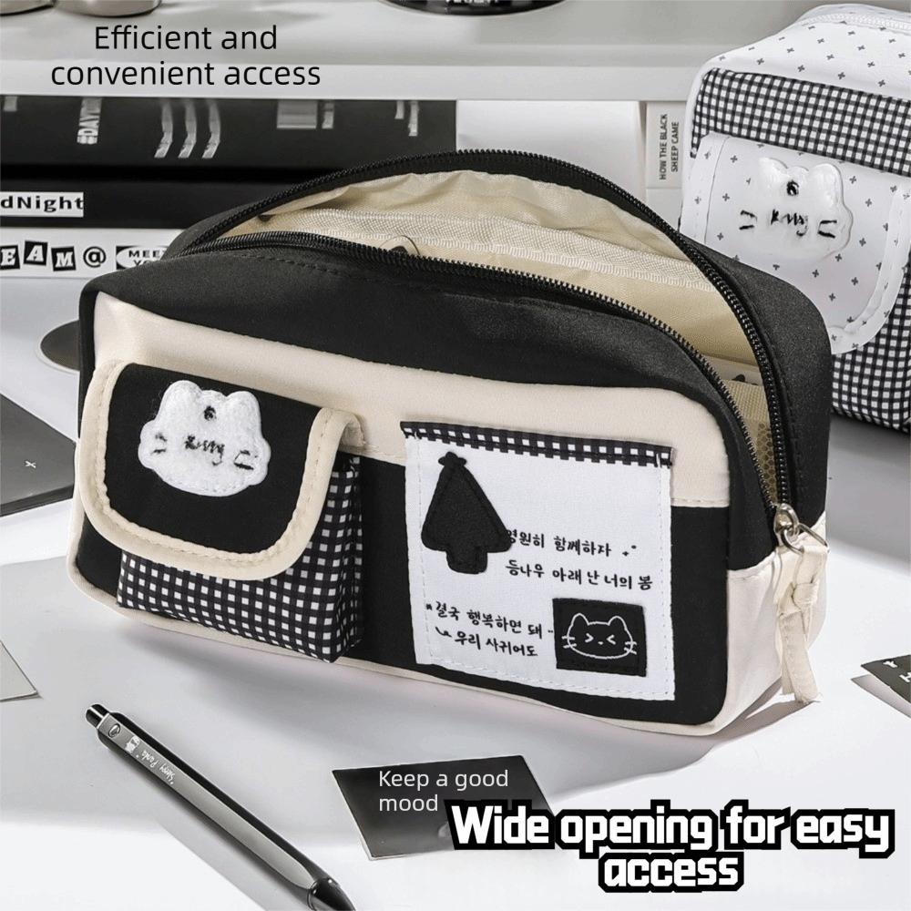 Cartoon Print Pencil Pouch Large Capacity Pen Bag Kawaii Pencil Case Elementary School