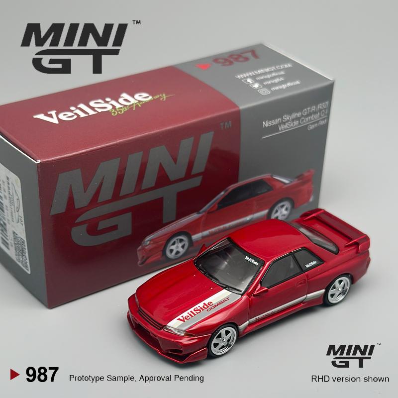 МИНИГТ 1:64 Ниссан Скайлайн GTR R32 VeilSide Combat C-I Рубиново-красный Легкосплавный Модель Автомобиля 987