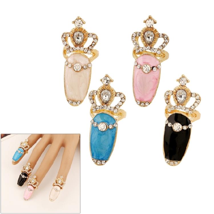 Набор из 4 изящных панк-колец-когтей, украшенных стразами, готические аксессуары для ногтей, косплей-украшения для косплея