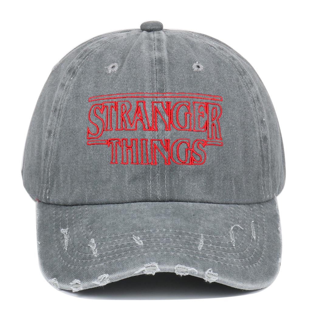 Винтажная вышитая бейсболка Stranger Things с эффектом потертости и защитой от солнца для фанатов