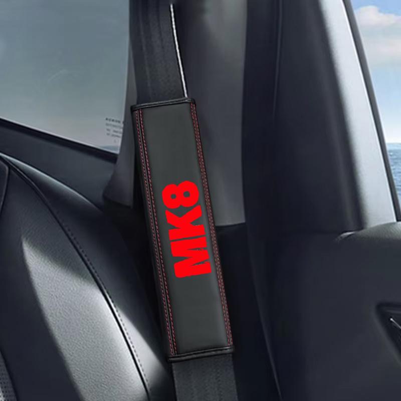 AUYGS1 High Quality Car Seat Belt Protection Shoulder Pad Cover for Volkswagen MK8 Logo Top leather automotive Protection accessory