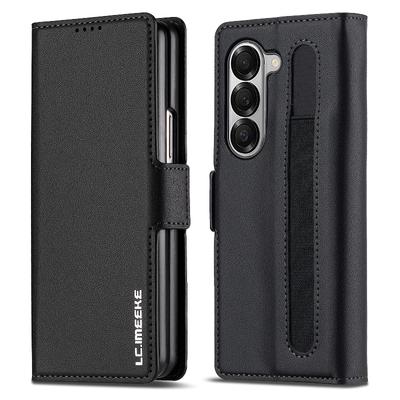 Магнитный откидной кожаный чехол для телефона Samsung Galaxy Z Fold6/Z Fold 5 со встроенным кошельком-кардхолдером и слотом для стилуса(Исключая ручку)