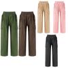 Детская стильная одежда для девочек, широкие длинные брюки-карго с эластичным поясом для повседневной носки