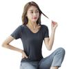 Women's Summer V-Neck Ice Silk Loose White Modal Short-Sleeve T-Shirt, 2025 Style