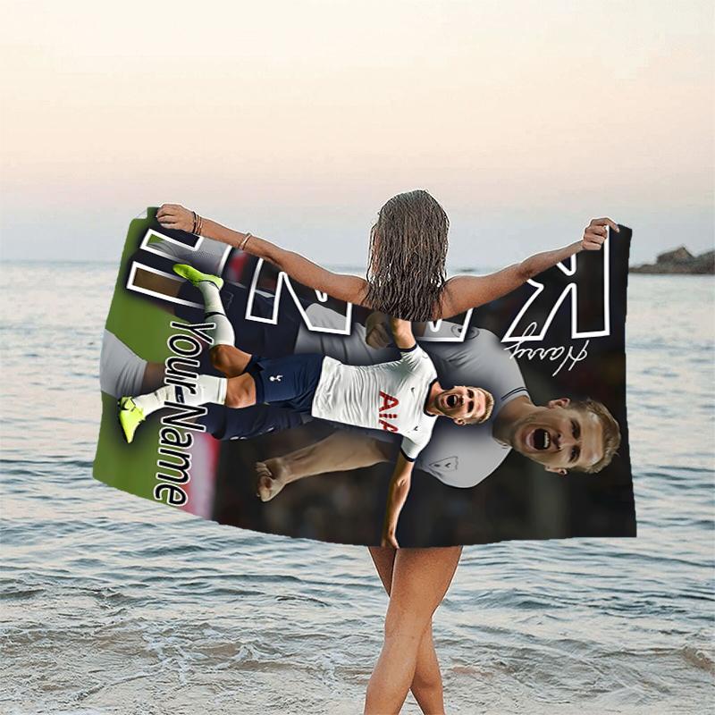 1pc Harry Kane Beach Towel with Custom Name, Beach and Seaside Swimming Pool Equipment, Fashion Pattern, Rectangular, Travel Essential