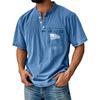 Мужская летняя футболка с круглым вырезом и коротким рукавом, универсальная повседневная рубашка на пуговицах
