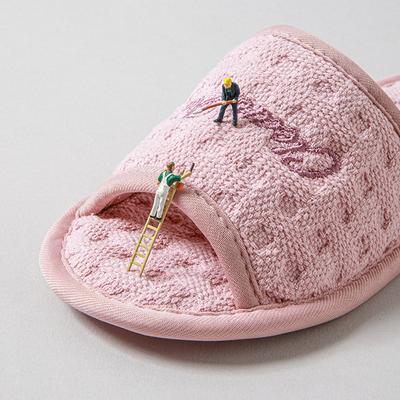 Модные тапочки из чистого хлопка с мягкой подошвой и открытыми пальцами, бесшумные, нейтральные и удобные, можно стирать в машине, минималистичные тапочки