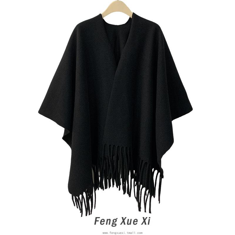 Женский Толстый Зимний Теплый Шарф-Шаль из Смеси Шерсти Однотонный