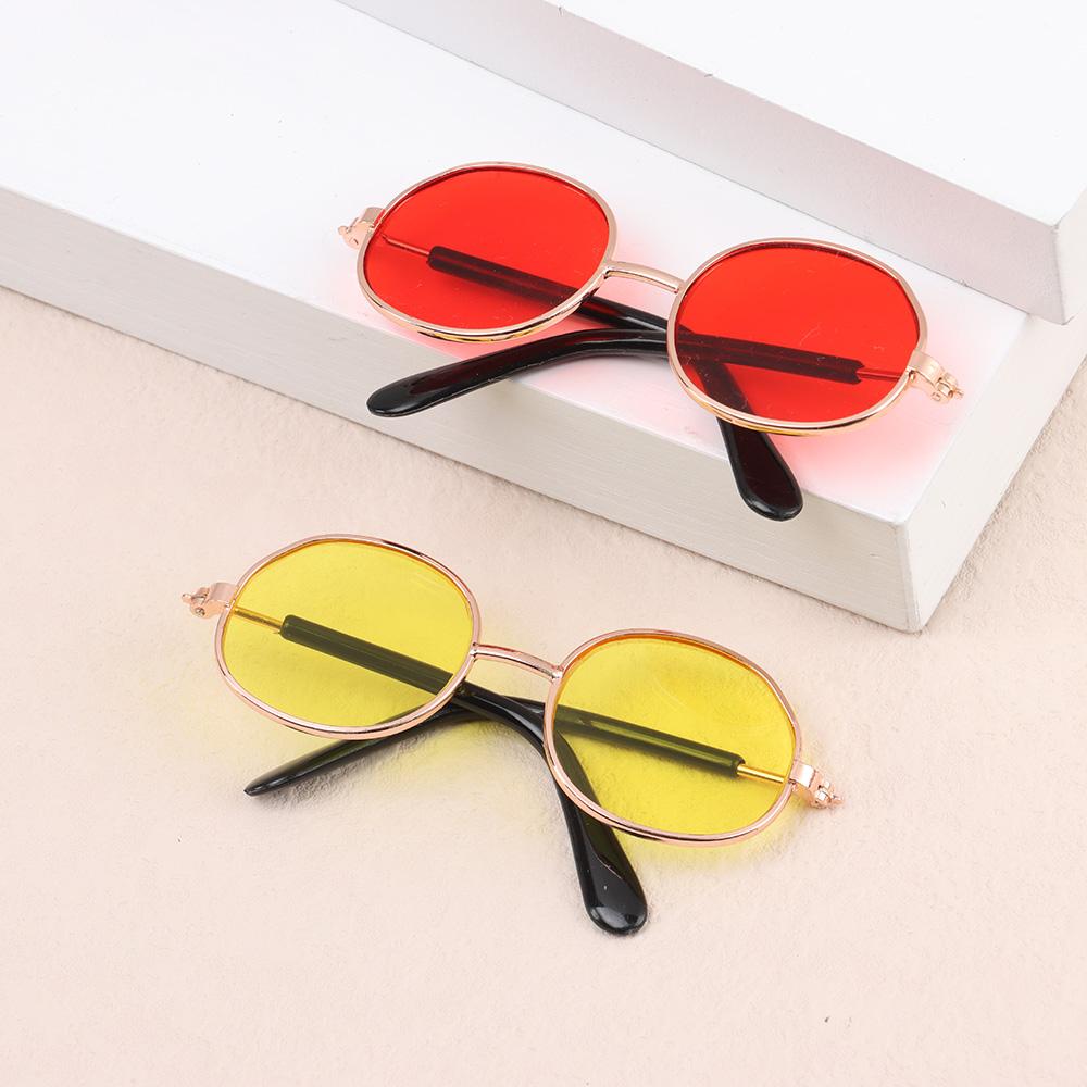 8.5cm Miniature Doll Sunglasses Metal Round Frame Glasses Lovely Doll Eyeglasses For Blythe Doll Accessories Kids Toys
