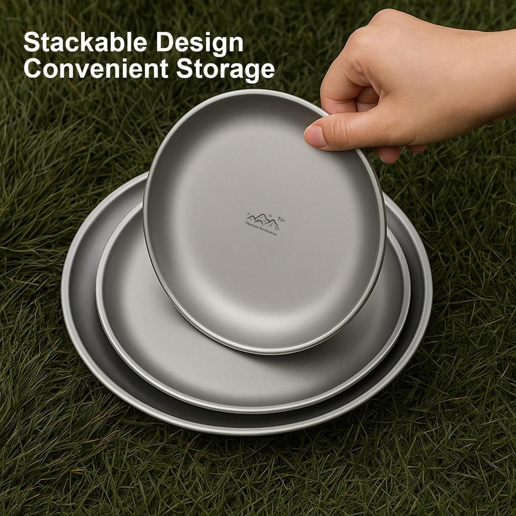 Titanium Purification Plate Portable Travel Tableware Rust Proof Backcountry Dinnerware Stackable Camping Tray Camping Supplies