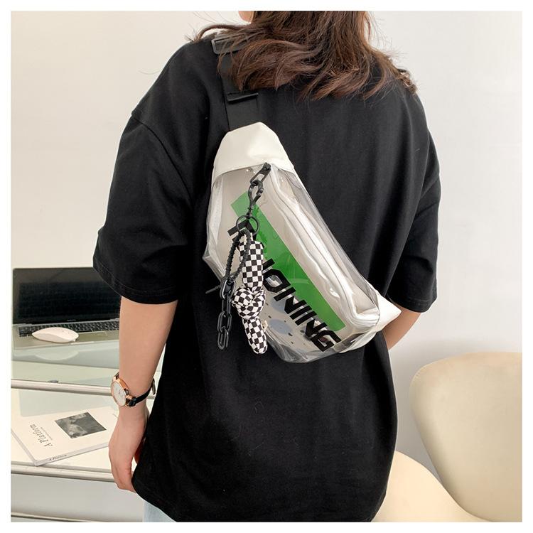 Маленькая женская сумка 2024 весна корейская версия новой спортивной и досуговой простой поясной сумки модная трендовая прозрачная сумка из ПВХ на грудь
