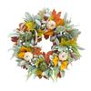Autumn Maple Leaf Pumpkin Pine Cone Berry Wreath Simulated Wreath with Maple Leaf Pumpkin Pine Cone Berry Decor Halloween
