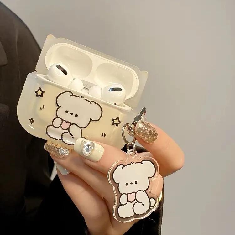 Applicable to 1st generation AirPods 1 Apple ins cartoon puppy doll earphone case translucent design