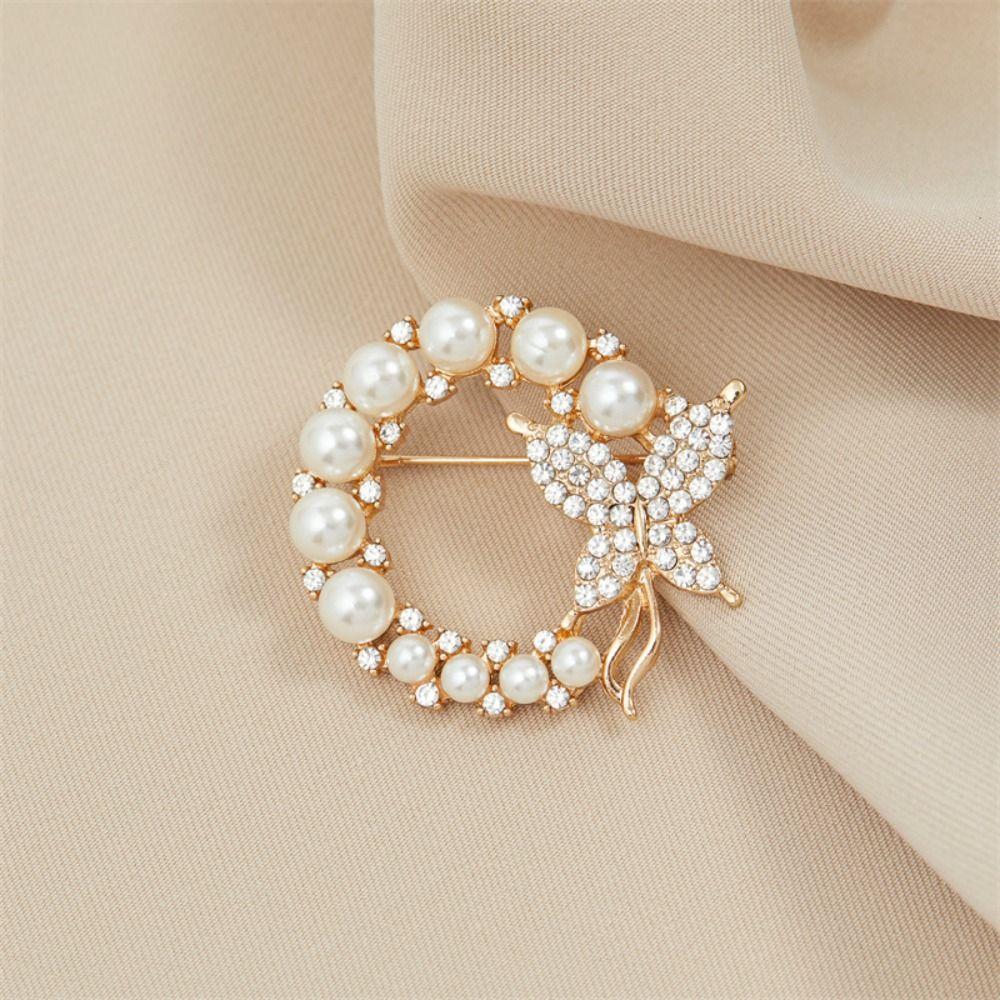 Trend Circle Butterfly Brooch Элегантные круглые броши со стразами Свадебный подарок