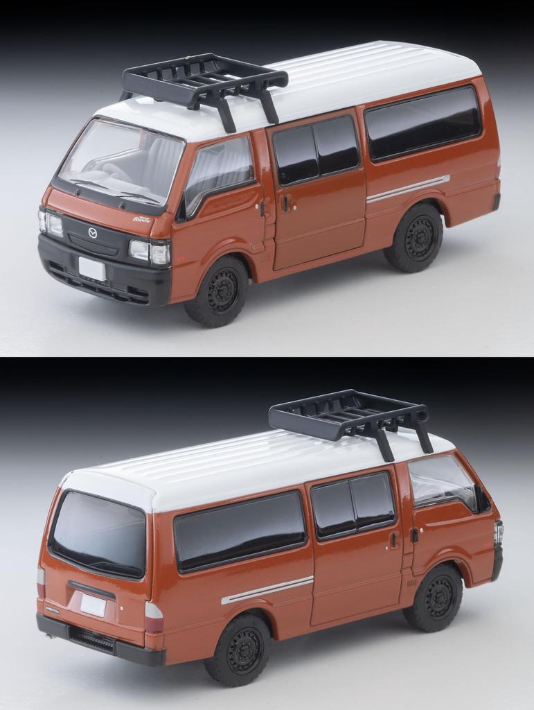 Tomytec Tomica Limited Vintage Neo Scale Mazda Bongo Brawny Van Custom Version with Roof Rack and Finished Model 1/64 LV-N310d (Brown) Figure,