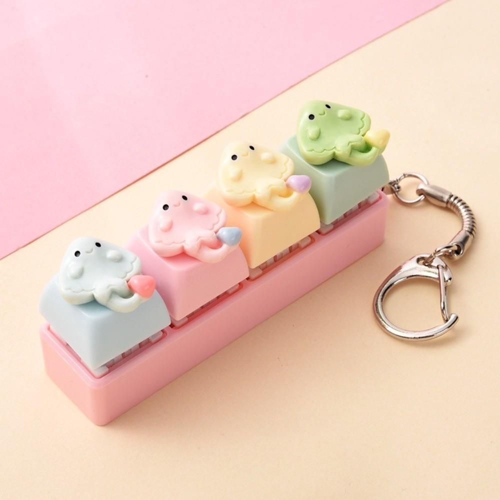 4 Keys Jellyfish Push-button Keychain Anxiety Relief Fidget Clicky Button  Fidget Gifts