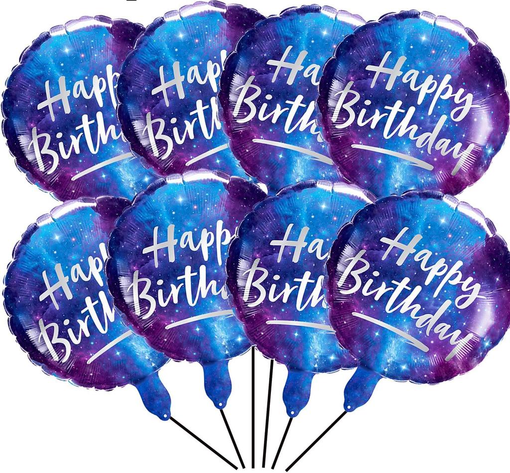 8PCS 18 Inch Round Space Foil Balloons Galaxy Mylar Balloons for Outer Space Galaxy Themed Birthday Party Decorations