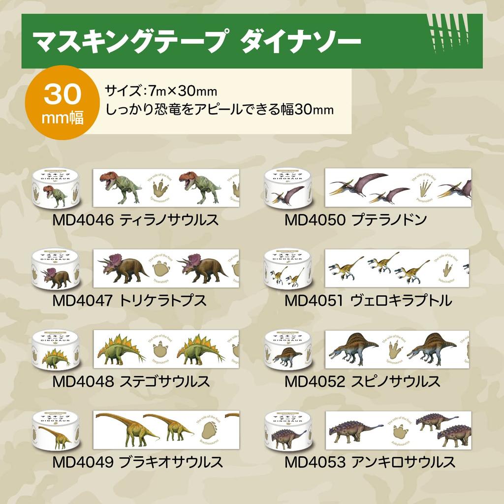 Маскировочная лента Okina Динозавр Тираннозавр Ширина 30 мм x 7 м MD4046