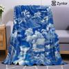 Blue White Landscape Ultra Soft Sherpa Fleece Blanket Fluffy Warm Halloween Cozy Throw for Sofa Couch Bedroom Gift All Season