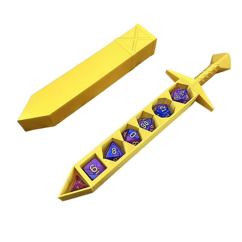 Коробка для хранения в форме меча, напечатанная на 3D-принтере, с кубиками для игр Dnd Rpg Trpg, кубики для игры Dnd, держатель для ролевых кубиков, настольное украшение, хранилище Бо