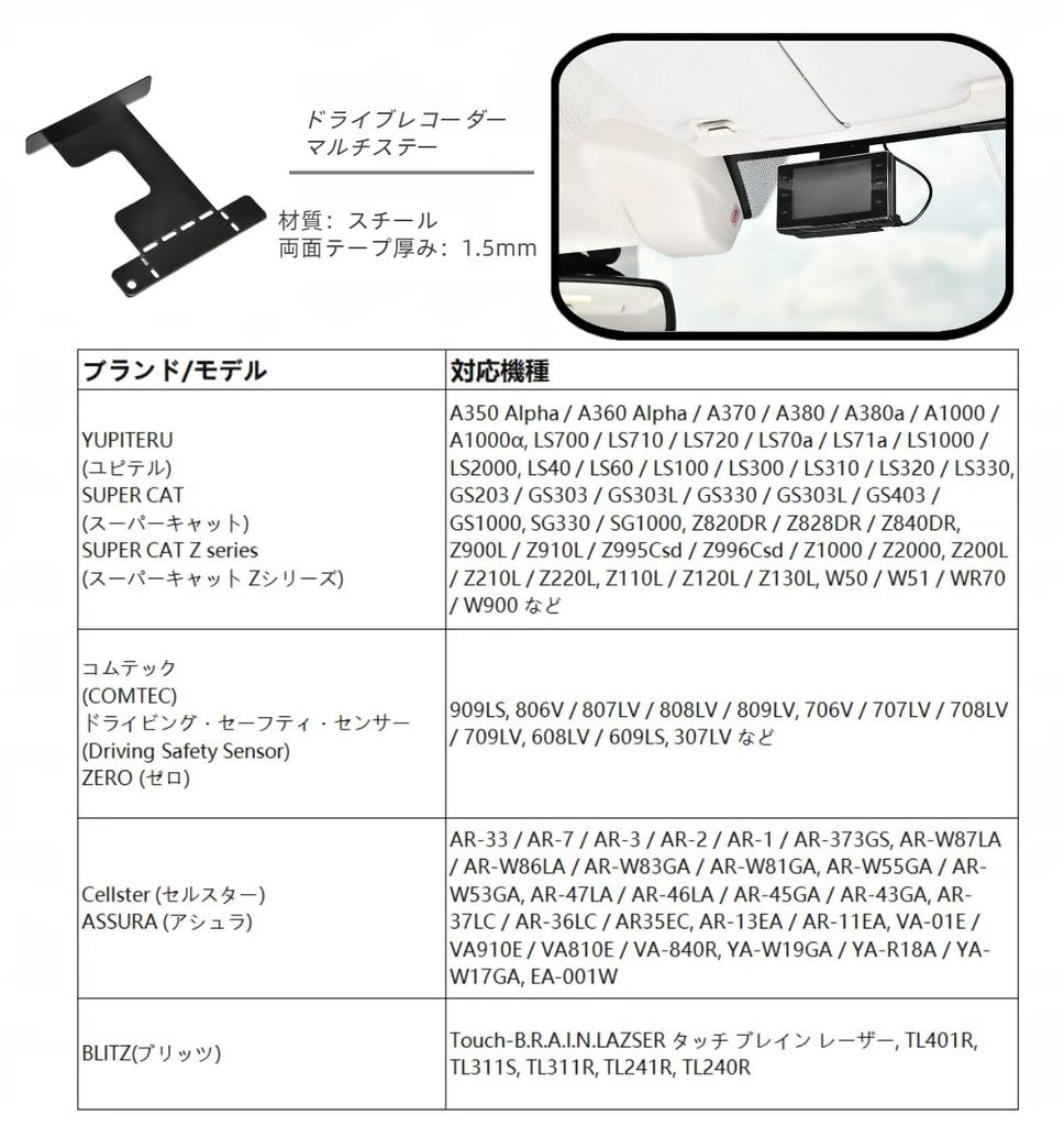 hyo rumu Drive Recorder, Multi-Stay, For Radar Detectors, Hanging Mount Stays On The Windshield,