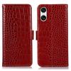 For Sony Xperia 10 VI Case Crocodile Texture Genuine Cow Leather Phone Wallet Cover