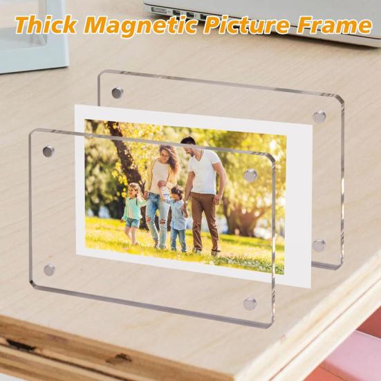 5/10/15Pcs 3-Inch Magnetic Photo Frame Double-Sided Refrigerator Transparent Acrylic Instant Film Holder Picture Display Frame Decoration