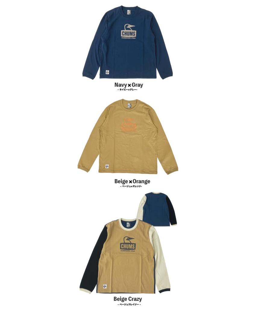 Футболка Booby Face Brushed с длинным рукавом, длинная, синяя x [Chums] CH01-2303 (XXL, N105 Саксофон)