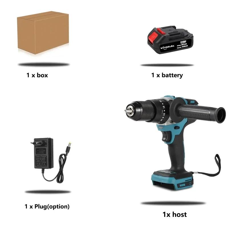 Беспроводная электрическая ударная дрель 13 мм, бесщеточная электрическая отвертка 13 мм, беспроводной силовой драйвер для аккумулятора Makita 18 В