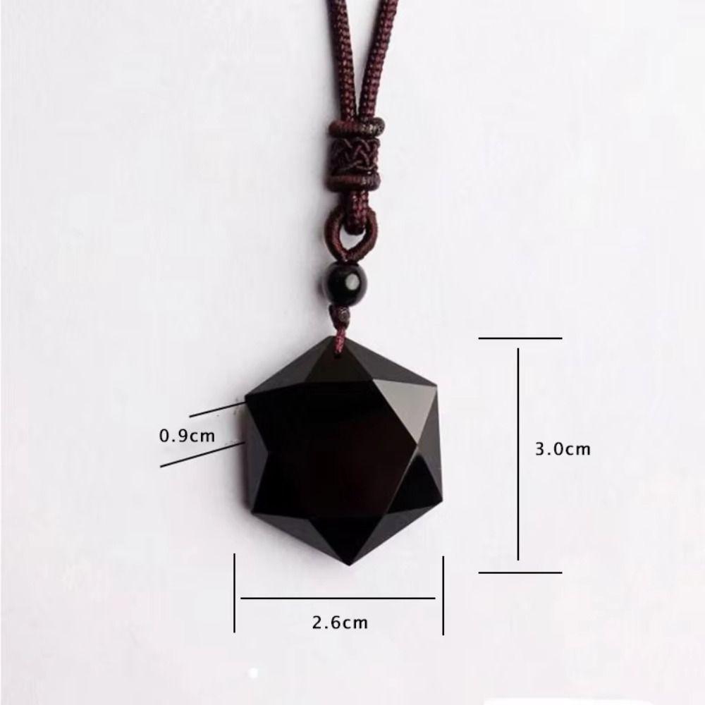 Lucky Love Obsidian Necklace Amulet Pendants Stone Necklace Fashion Hexagram Pendant Jewelry Gift