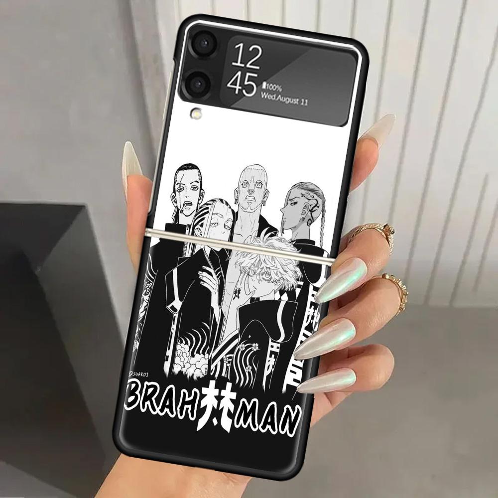 Черный жесткий чехол для телефона Tokyo Aevengers Black Anime для Samsung Galaxy Z Flip 7 6 5 4 3 Черный ZFlip7 ZFlip6 Flip5 Flip4 Flip3 5G Prin