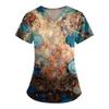 Plus Size Printed Scrub Working Uniform Tops For Women's V-Neck Print Short Sleeve Fun T-Shirts Workwear Tee With Pockets