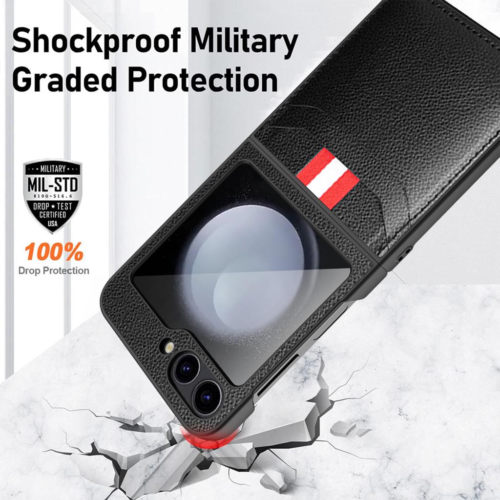 Карман для карточки Кожаный чехол для Samsung Galaxy Z Flip7 5G Flip 7 6 Flip6 Flip 5 4 3 Flip3 Flip4 Роскошные бизнес-чехлы