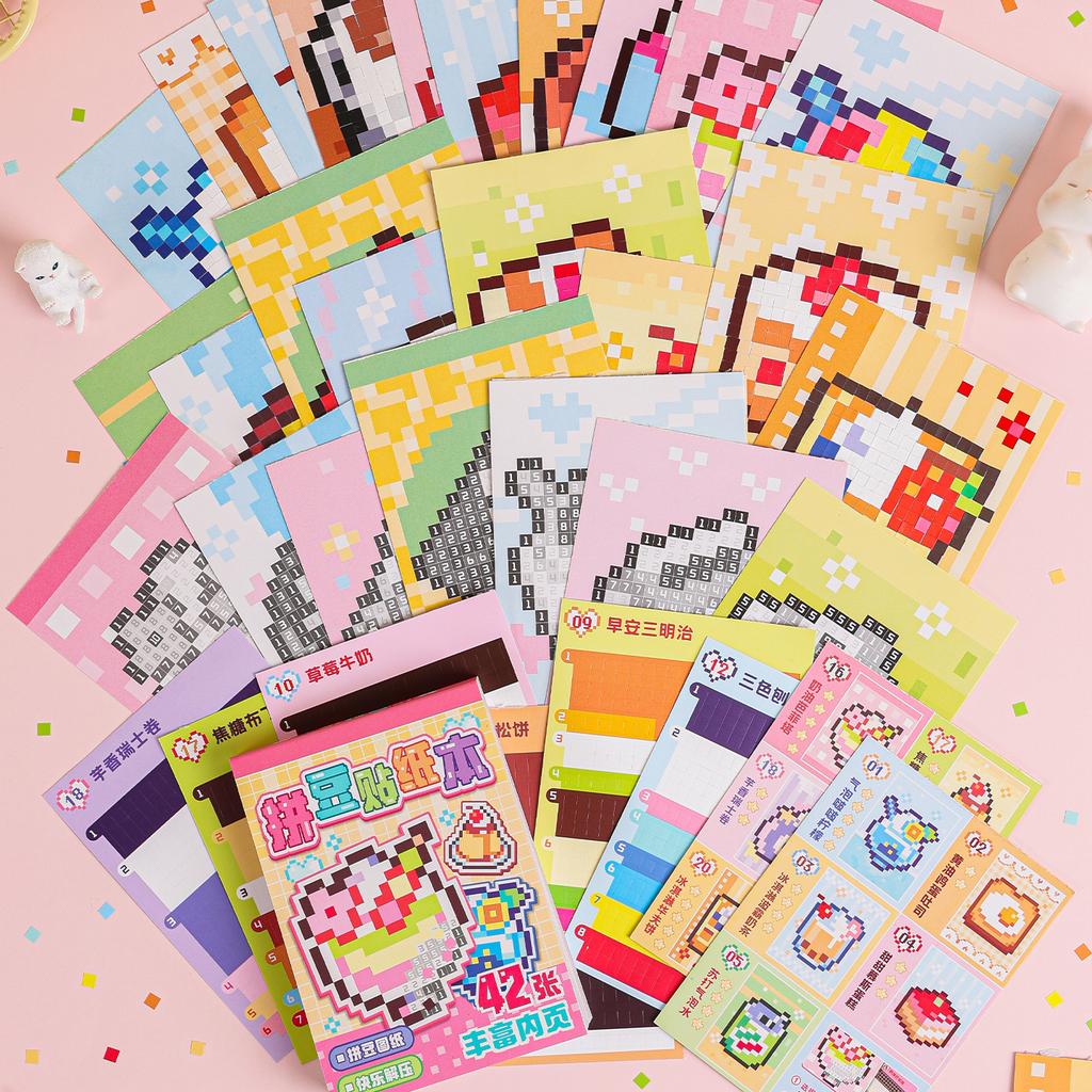 Adorable Cartoon Mini Bean Die Cut Stickers Book - 42 Pcs Handmade Decorative Scrapbooking Stickers Japanese Stationery Supplies