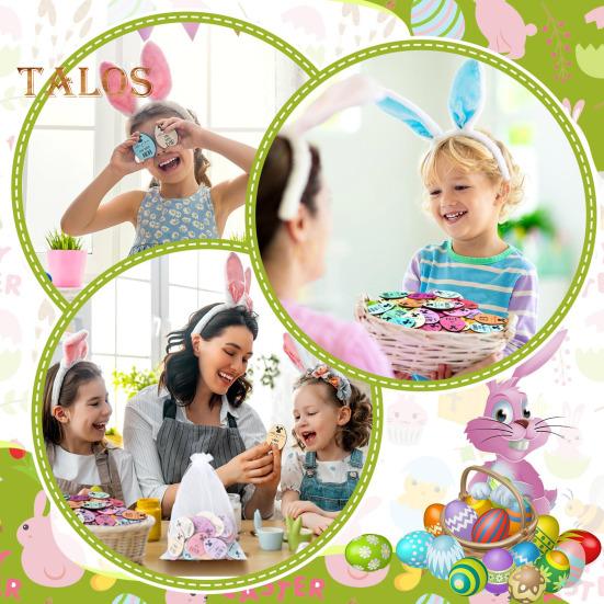 Набор из 30/60 деревянных пасхальных яиц с подарочным пакетом, 30 различных выгравированных высказываний, пасхальный кролик, наполнитель для корзины, многоразовые позитивные награды, пасхальная вечеринка