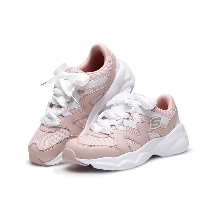 Skechers DLites Воздушная Ткань Синтетическая Кожа Бант Низкие Повседневные Кроссовки Женские Светло-Розовый 88888162-LTPK